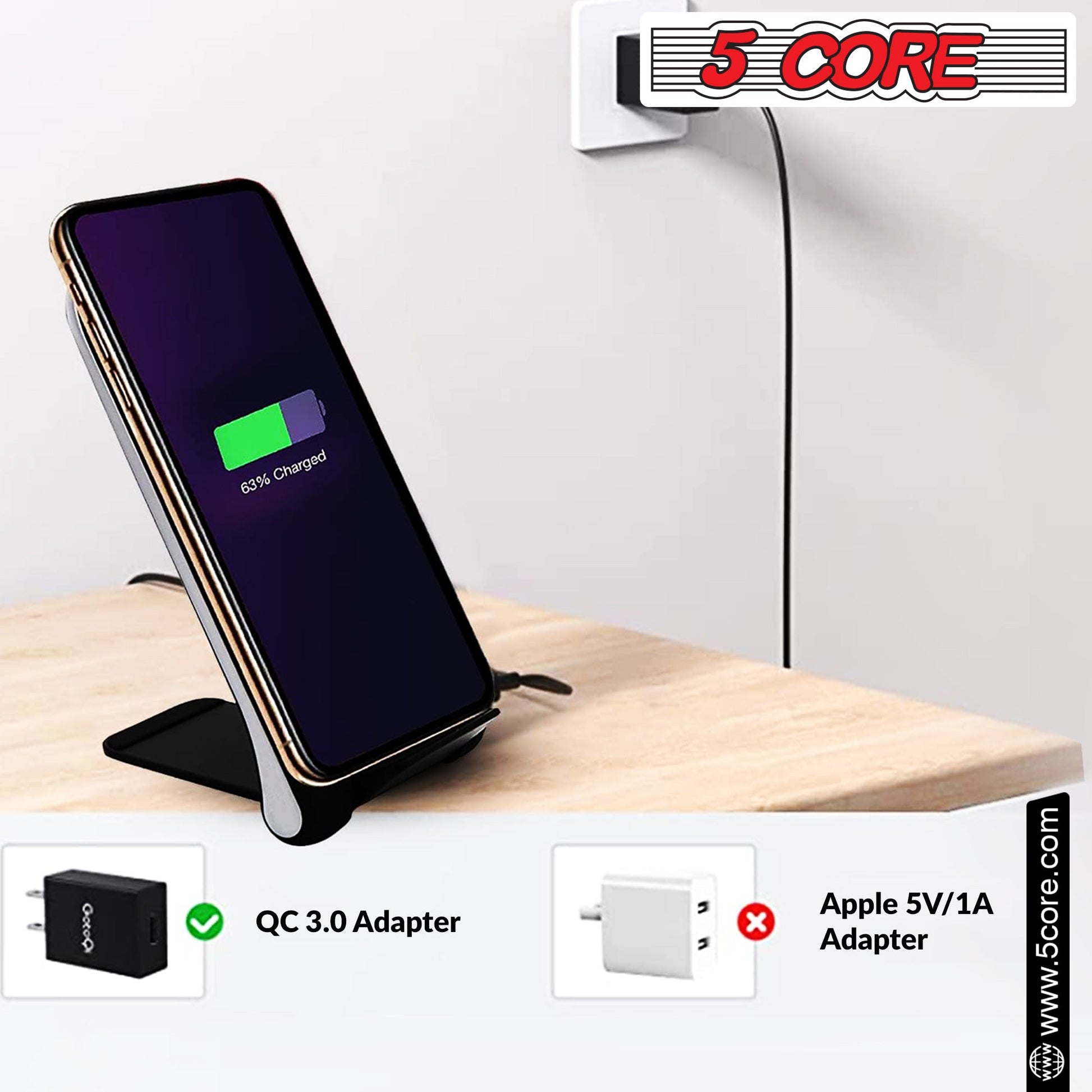 5 Core Magsafe Charger 2 Pieces Black and White Portable Wireless Charging Station Fast Phone Charger Stand w Sleep Friendly LED 2 Charging Coil Samsumg iPhone Wireless Fast Charging Stand - CDKW03-6