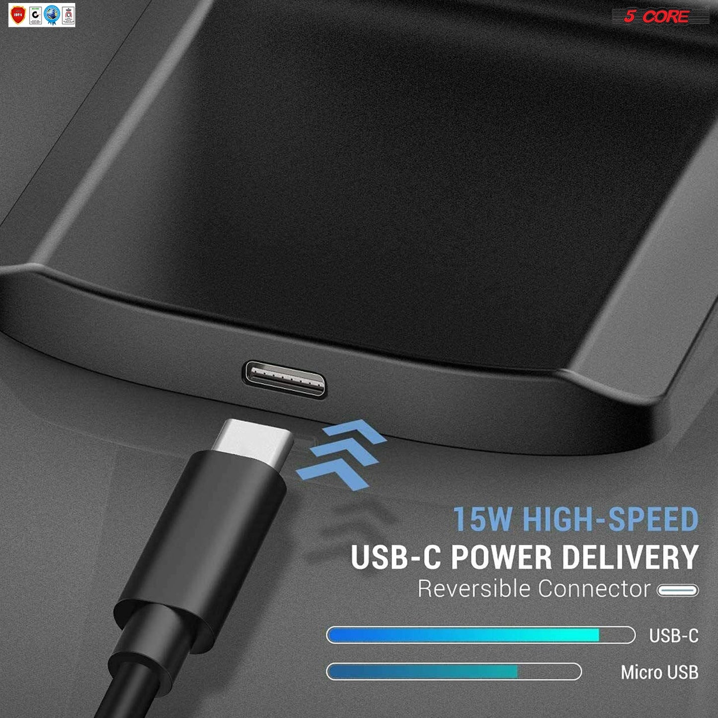 5 Core Magsafe Charger 1 Piece Black Portable Wireless Charging Station Fast Phone Charger Stand w Sleep Friendly LED 2 Charging Coil Samsumg iPhone Wireless Fast Charging Stand - 10W Black-2